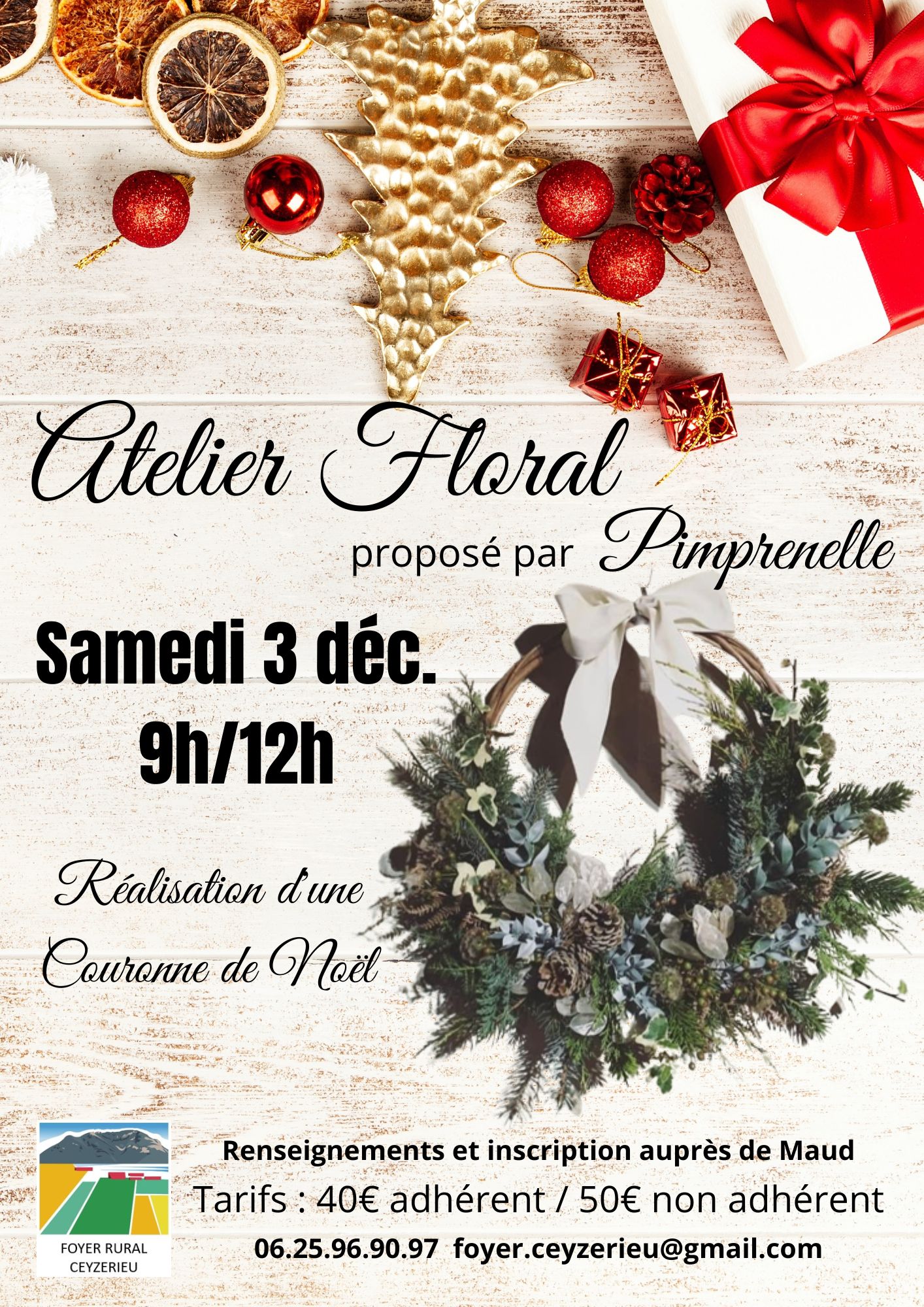 Atelier floral 3 décembre à Ceyzérieu